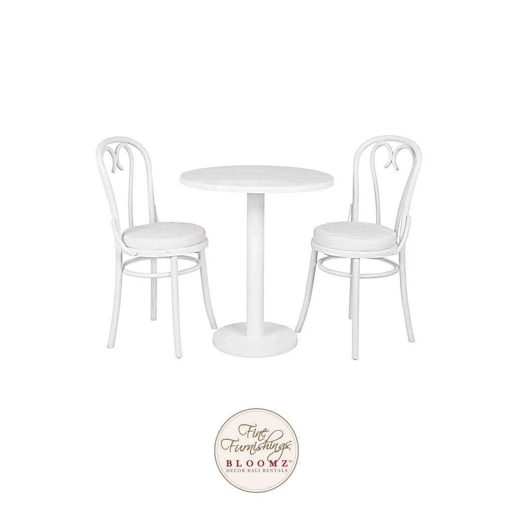 Heart Bentwood White Bistro Set