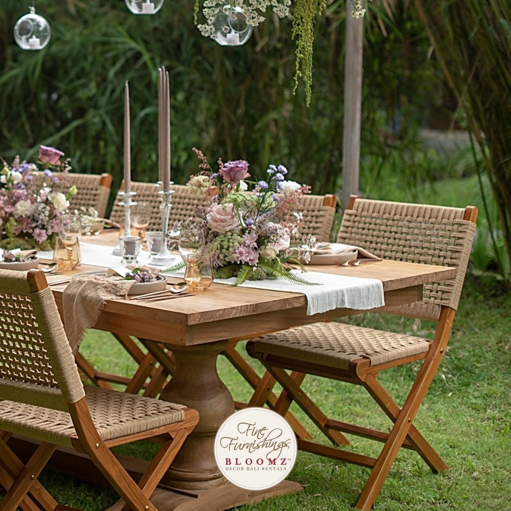 Trestle Teak Wood Dining Table