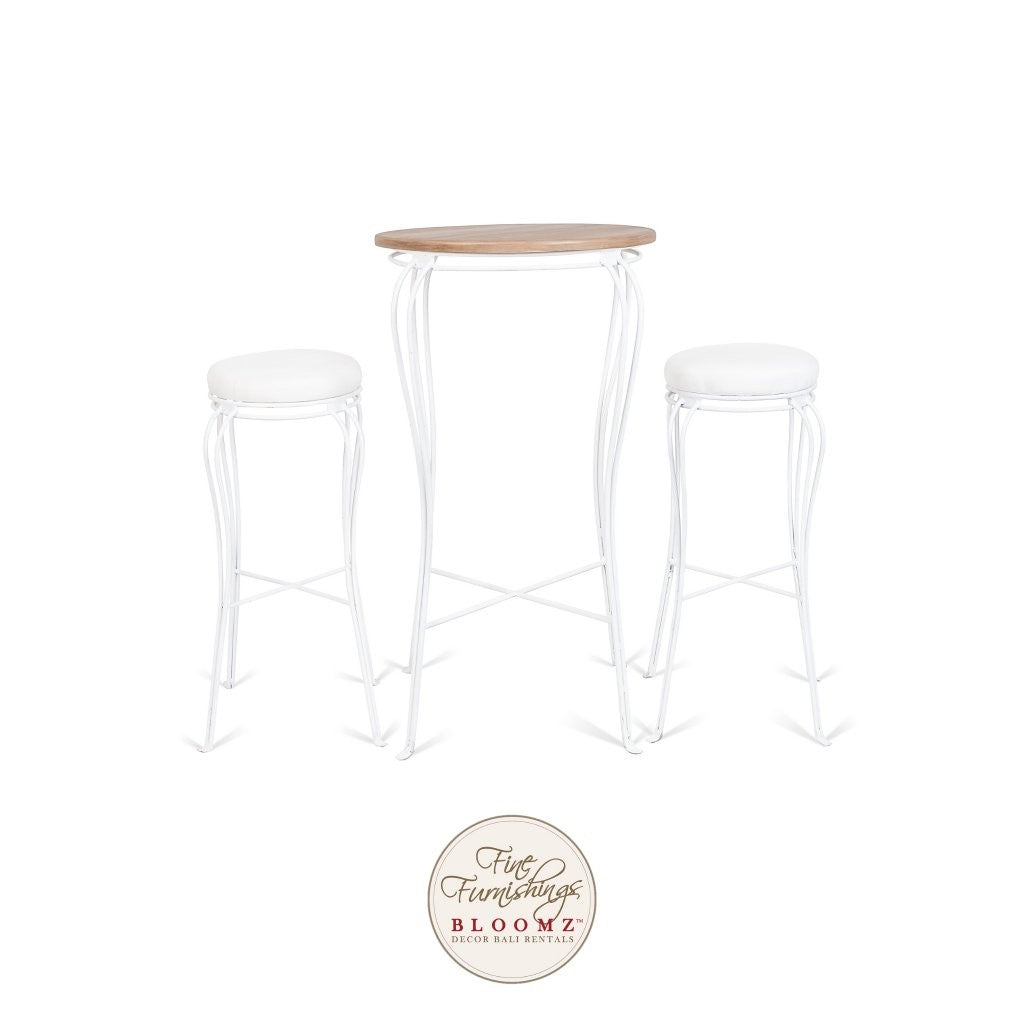 Tea Garden High Cocktail Set White/Wood Top