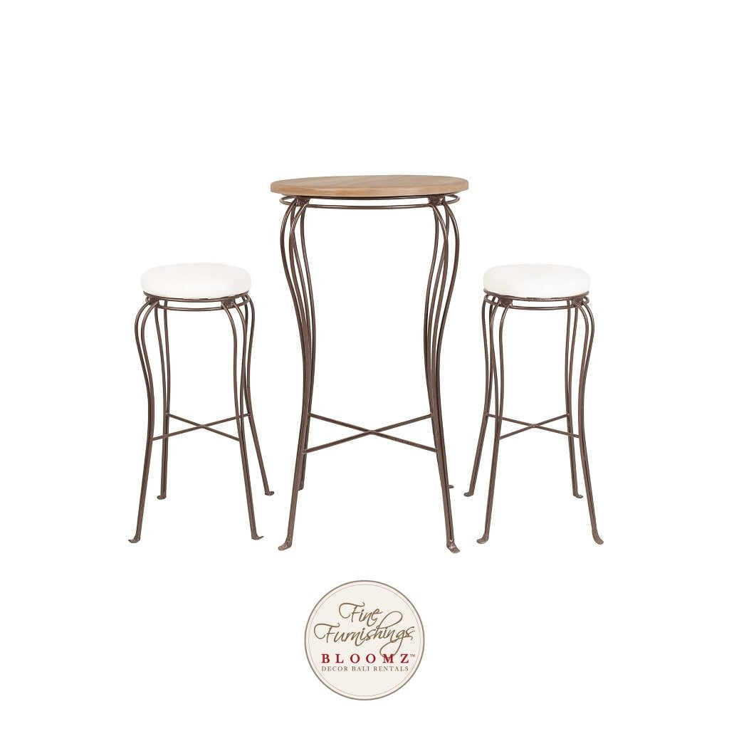 Tea Garden High Cocktail Set Bronze/Wood Top
