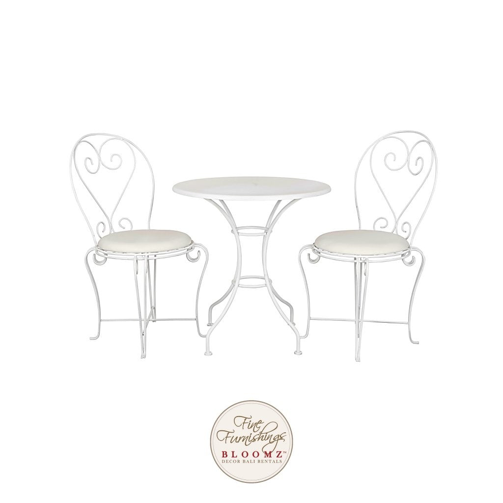 Tea Garden Heart Bistro Set White
