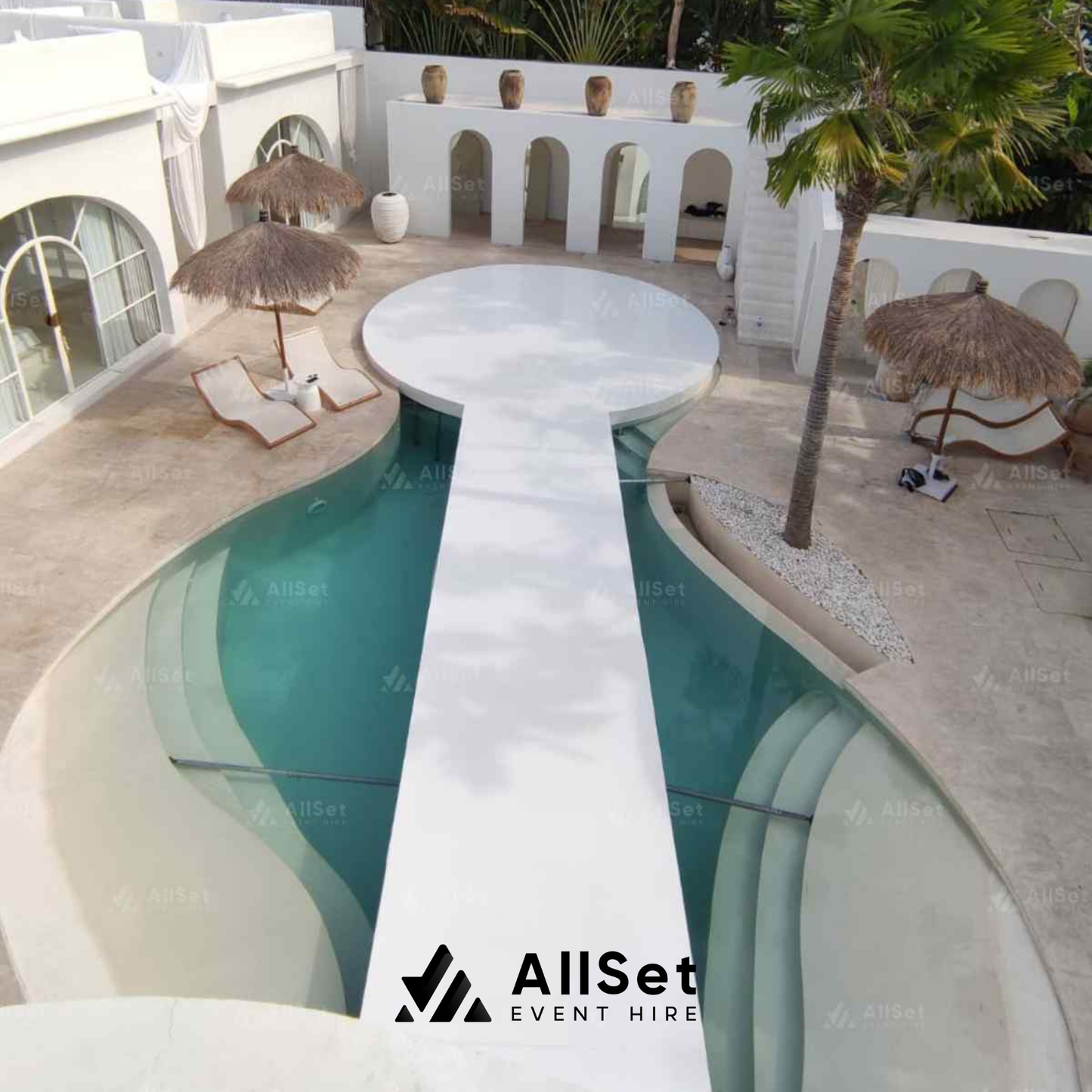 White Melamine Round Floating Stage