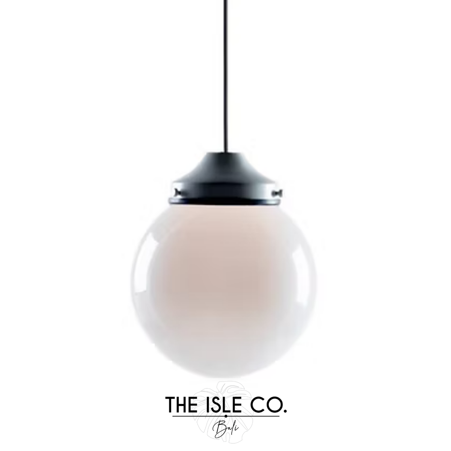 White Round Glass Pendant Large