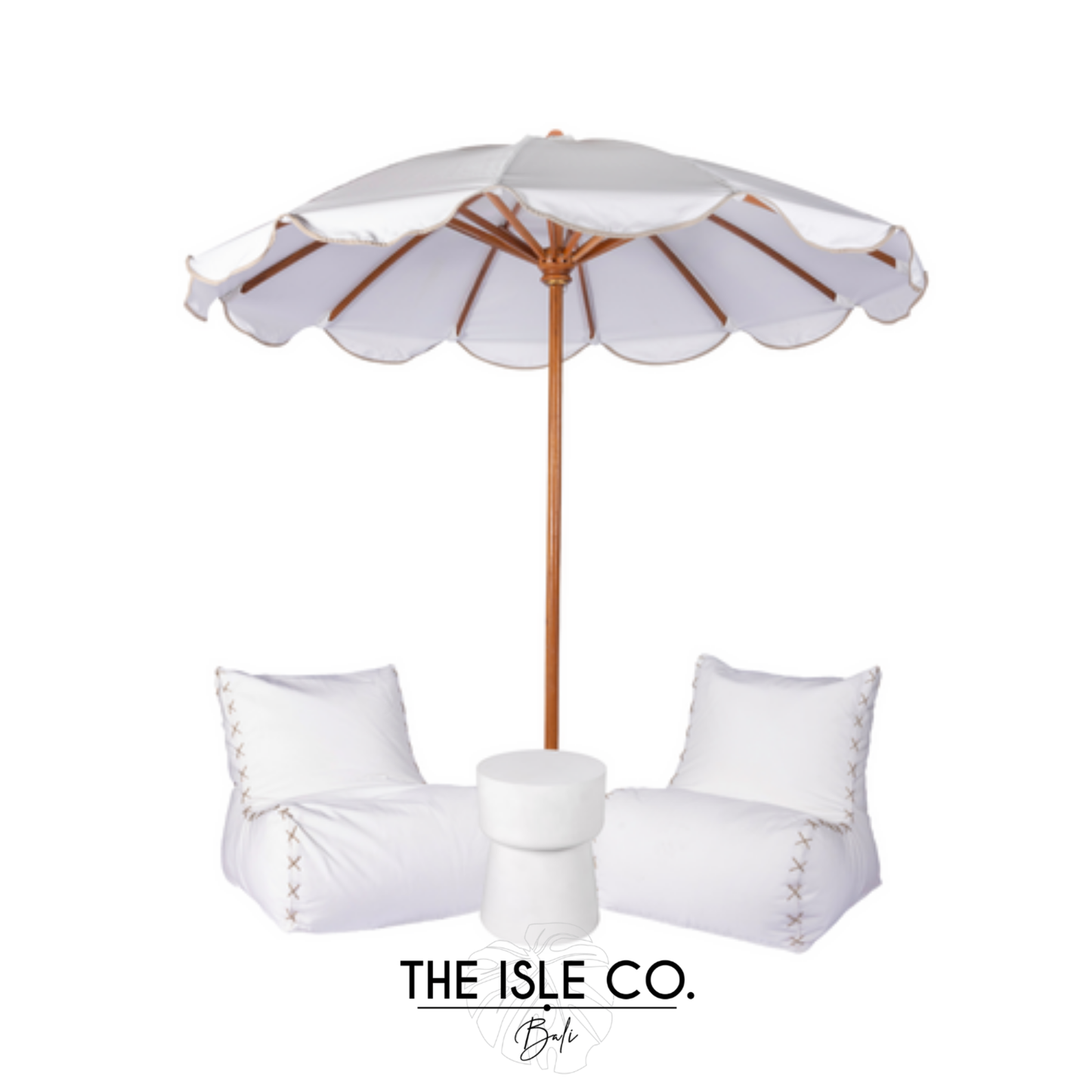 Stitched Beanbag White Set 2pcs