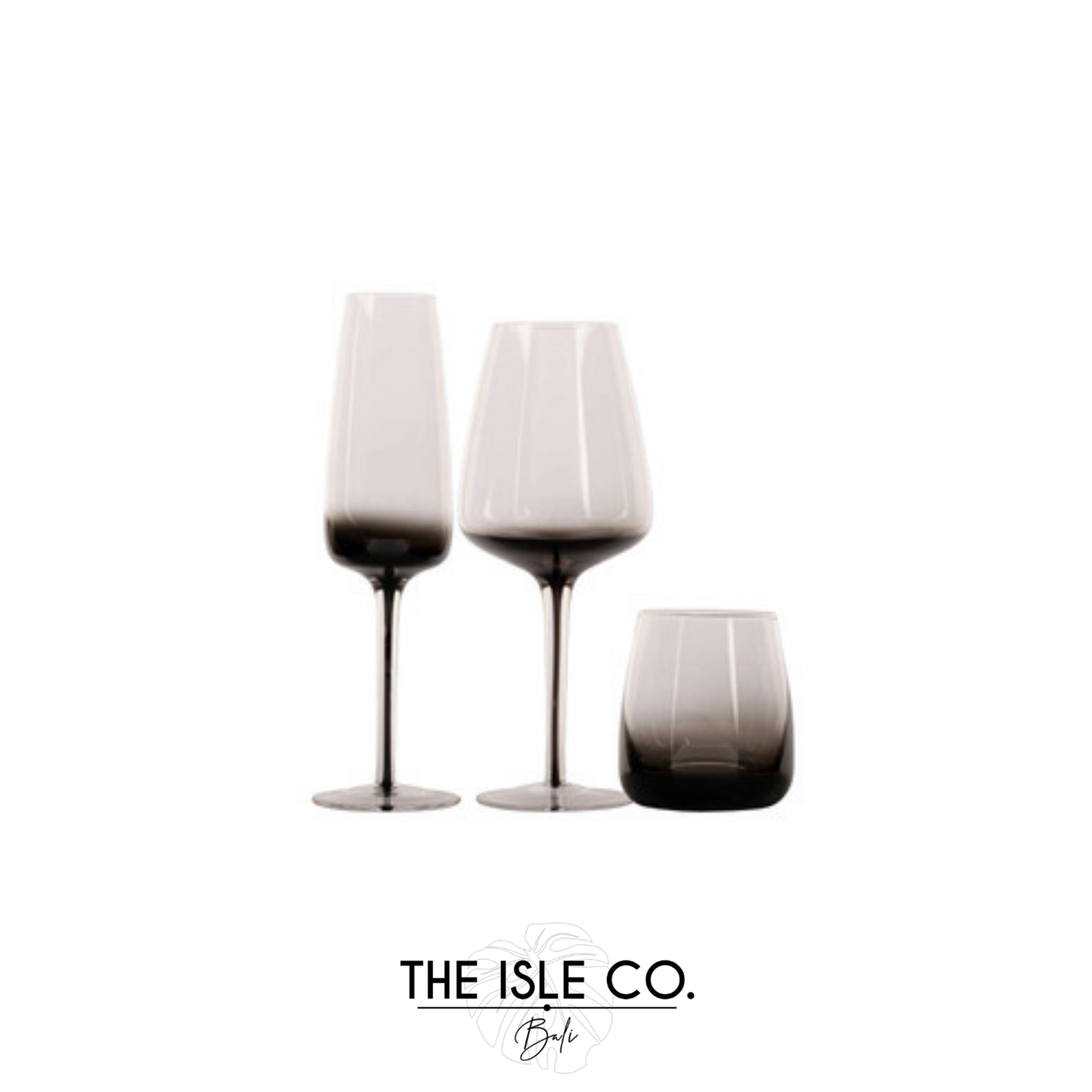 Venezia Black & Clear 3 Piece Glassware Set