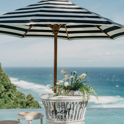 Riviera Umbrella Black + White Stripe