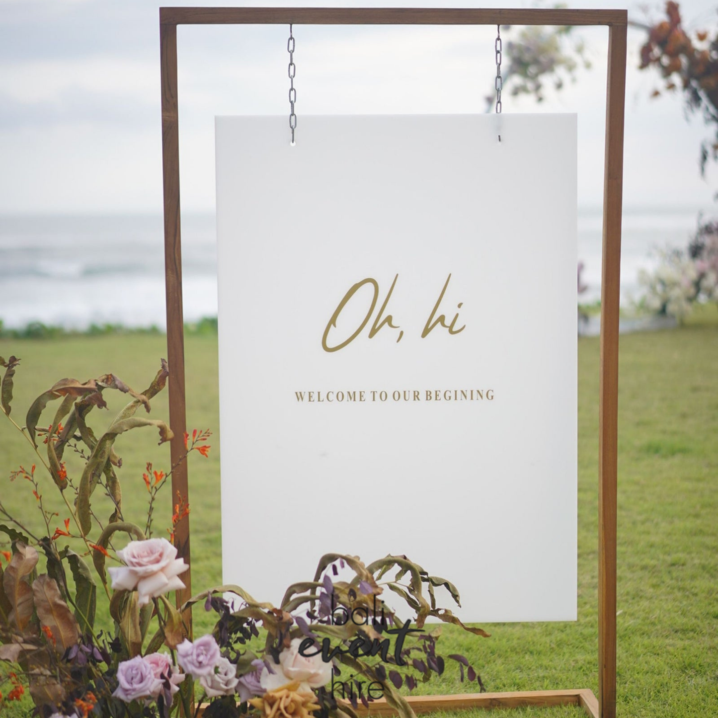 Oh Hi Acrylic Sign Natural Frame