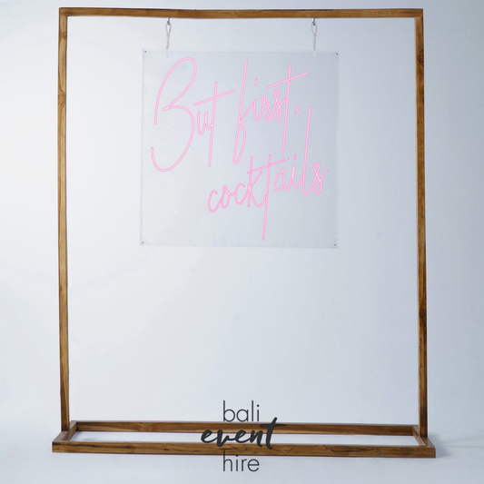But First Cocktails Teak Frame
