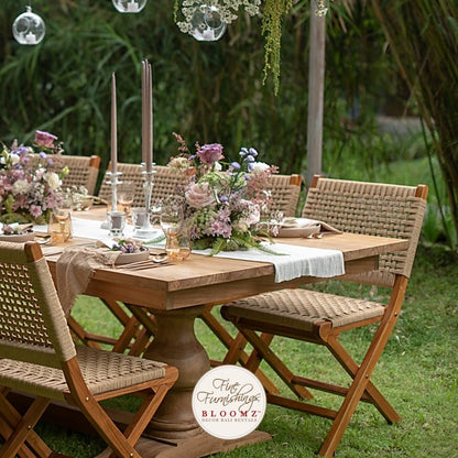 Trestle Teak Wood Dining Table