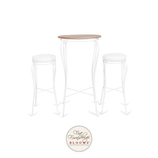 Tea Garden High Cocktail Set White/Wood Top