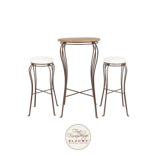 Tea Garden High Cocktail Set Bronze/Wood Top