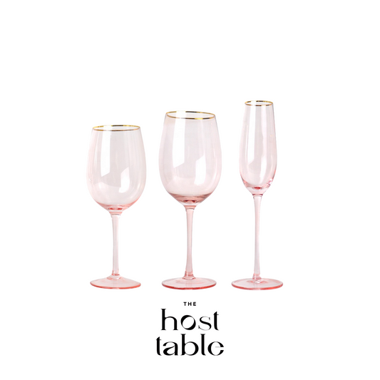 Isabel Pink With Gold Trim Glassware Set