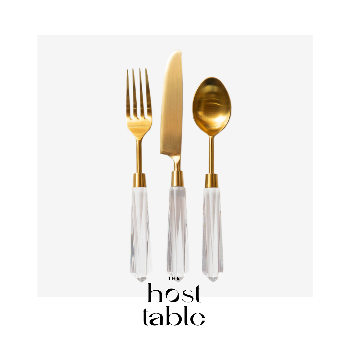 George Clear & Matte Gold 3 Piece Cutlery Set