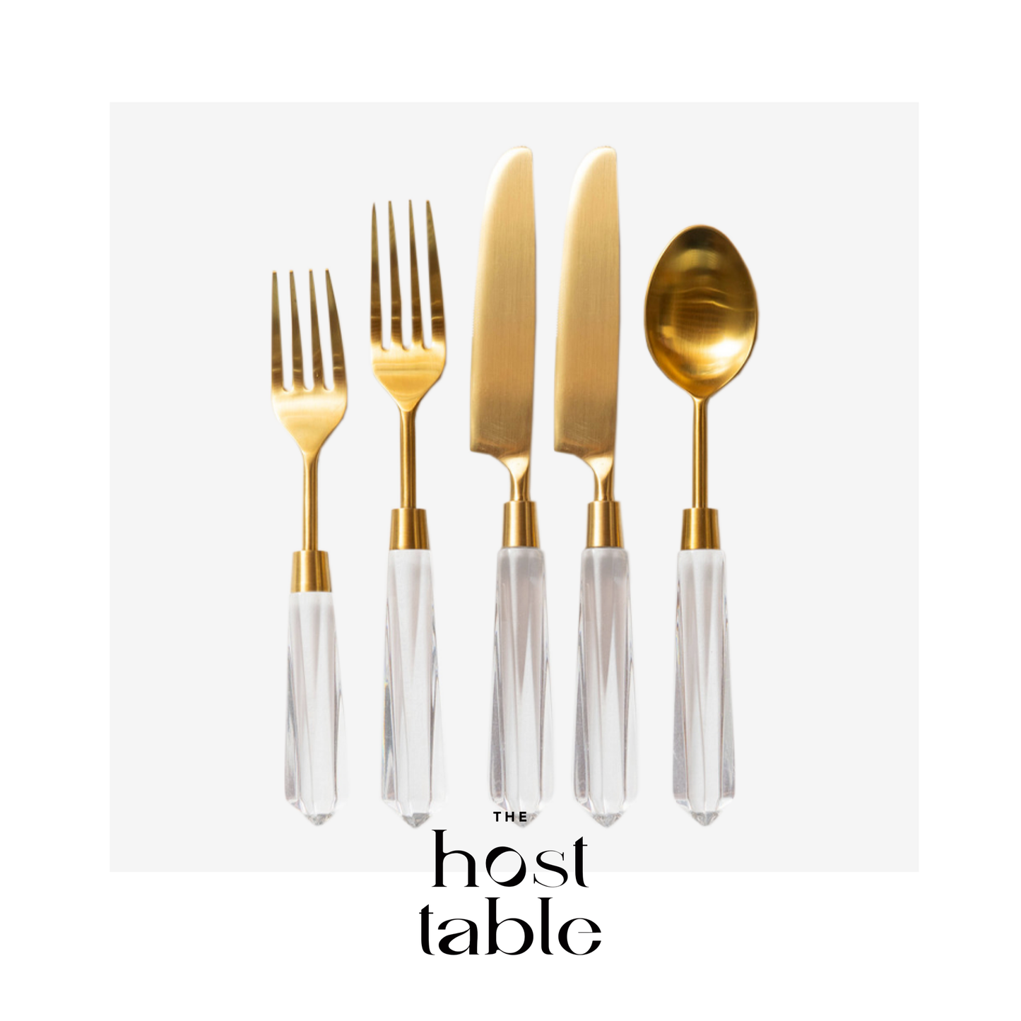 George Clear & Matte Gold 5 Piece Cutlery Set