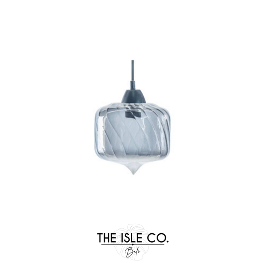Smoked Oblong Twist Glass Pendant