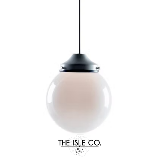 White Round Glass Pendant Small