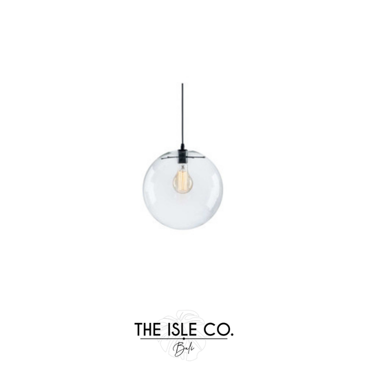 Transparent Round Glass Pendant Medium