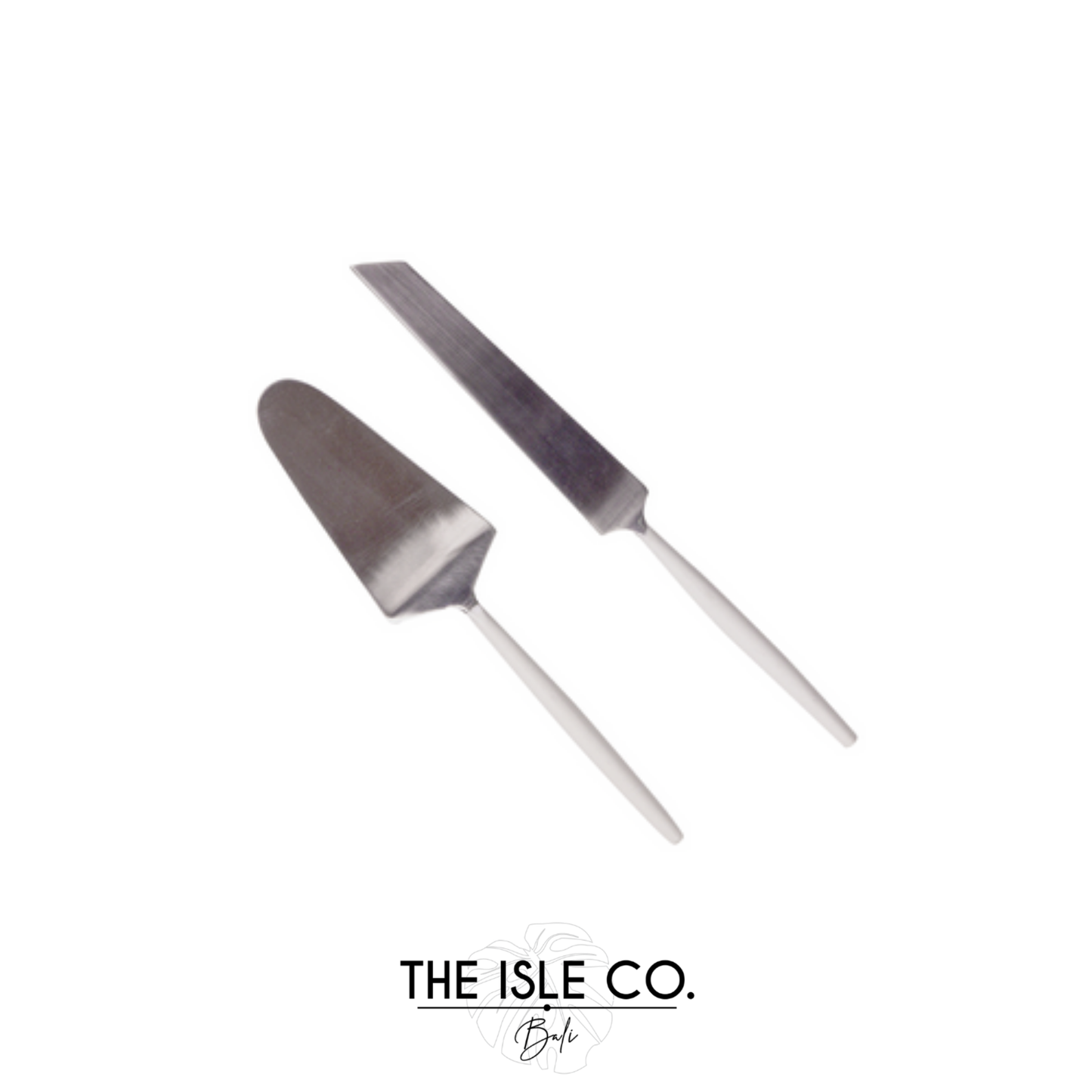 Cake Knife Set White & Silver