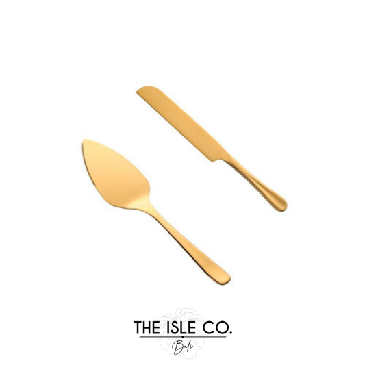 Cake Knife Set Gold