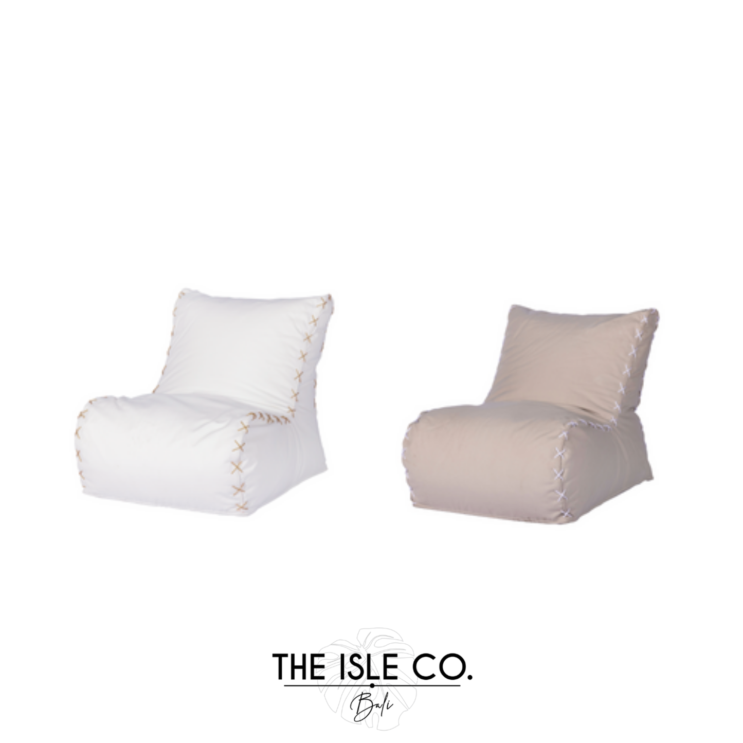 Stitched Beanbag White & Oatmeal