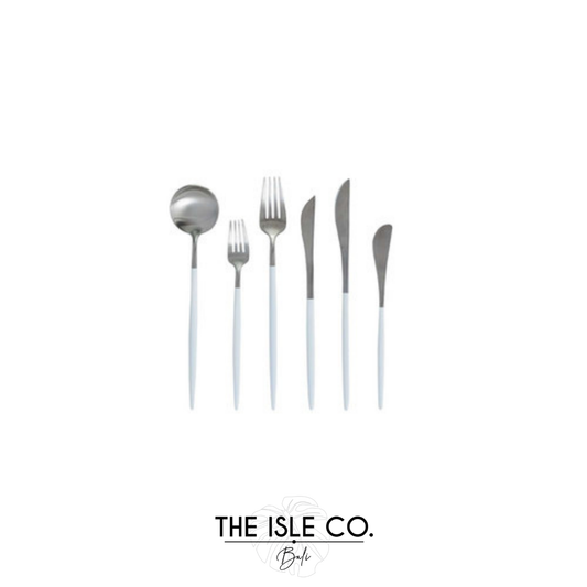 Lisboa White & Silver 6 Piece Cutlery Set
