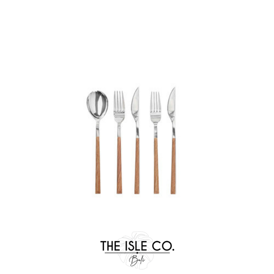 København Wood & Silver 5 Piece Cutlery Set