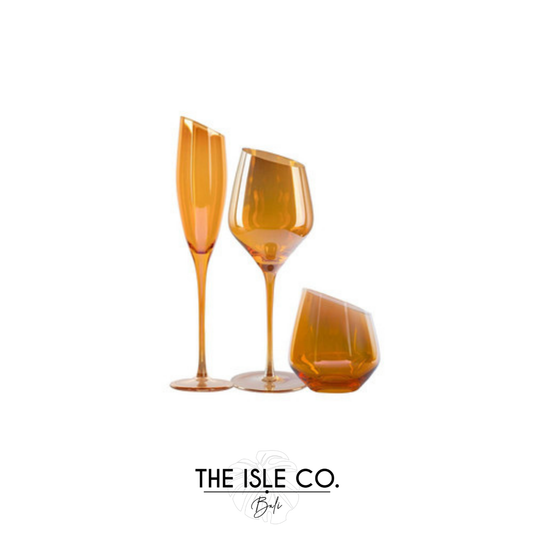Athina Burnt Orange 3 Piece Glassware Set